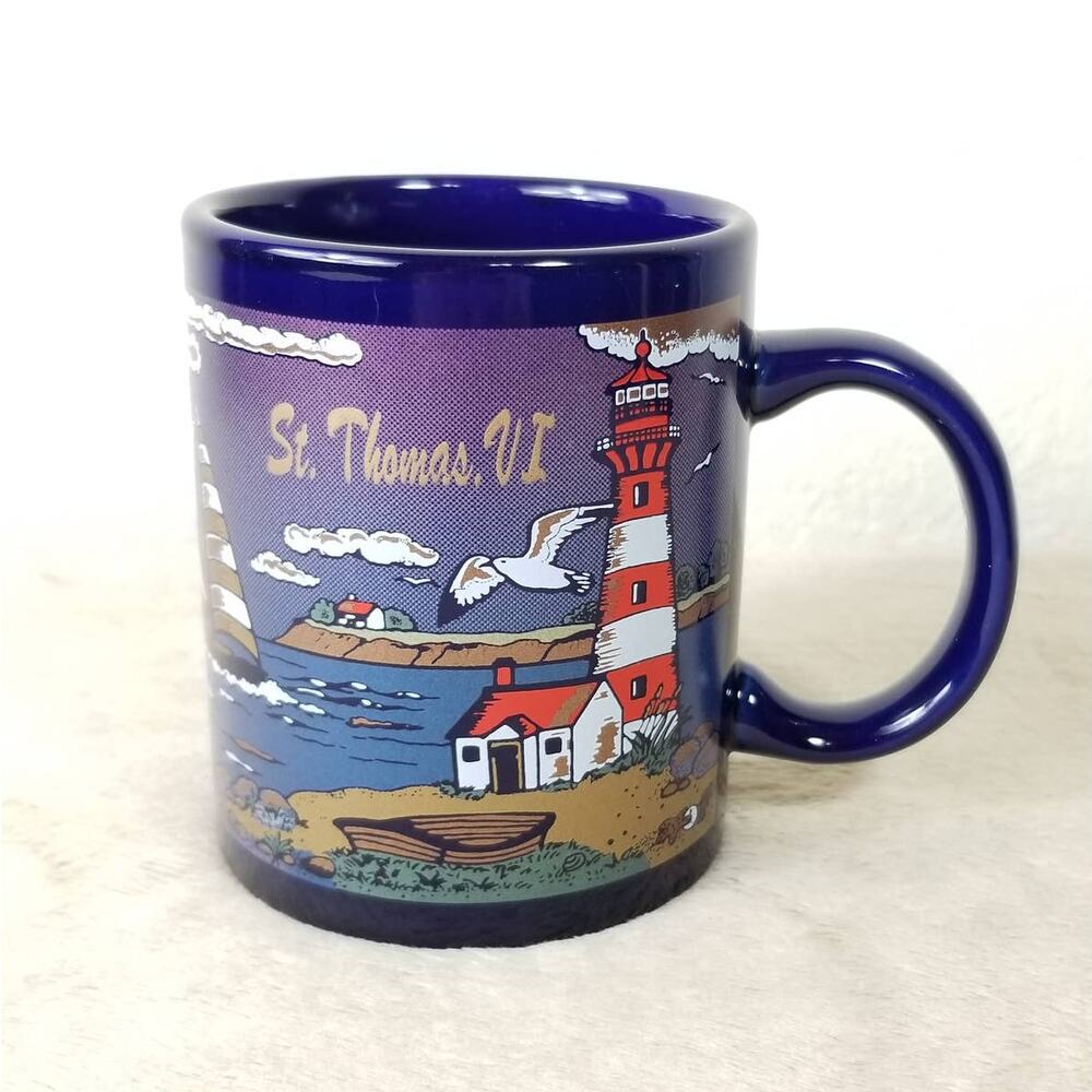 St. Thomas Coffee Mug Teacup 12oz Souvenir Blue Ocean Design 4" Collectible